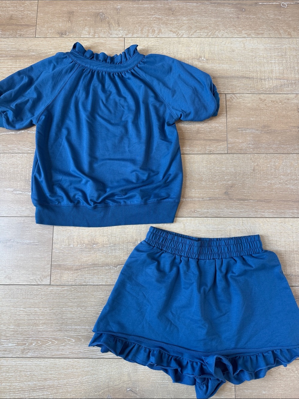 Kids Blue Ruffle Short Set - Comfortable Two-Piece Bottoms